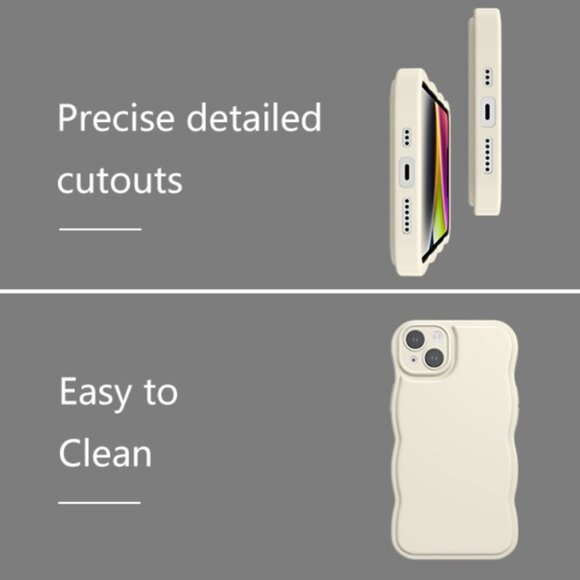 Fabspark iPhone 16 Phone Case BLACK Soft Silicone Simple Wave Design Wavy Frame - Picture 5 of 6